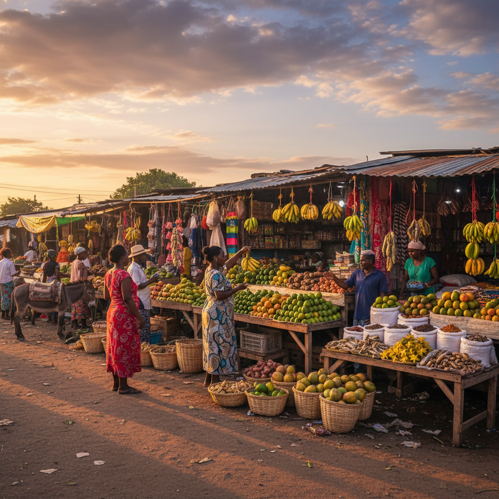 Haitian market stall shopping horizontal