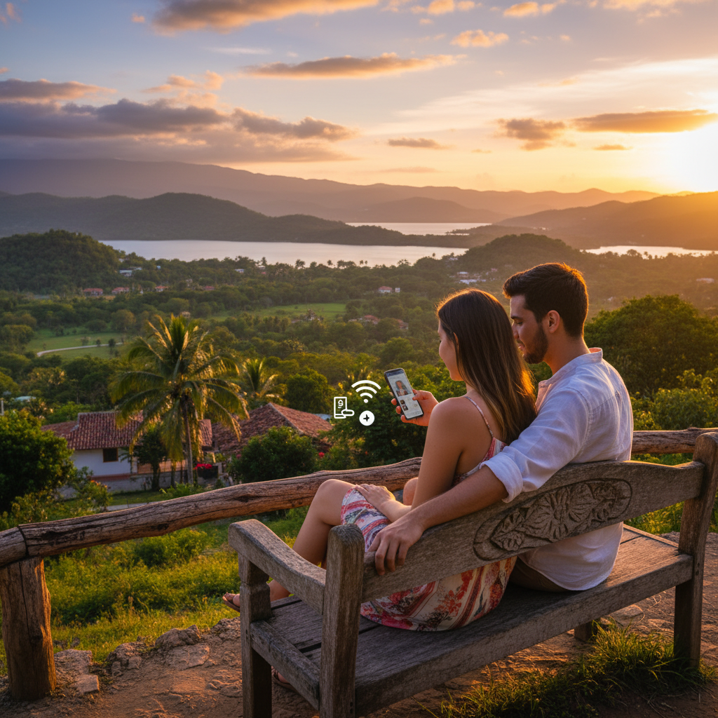 Couple exploring Copan Ruins Honduras Maya ancient temples jungle