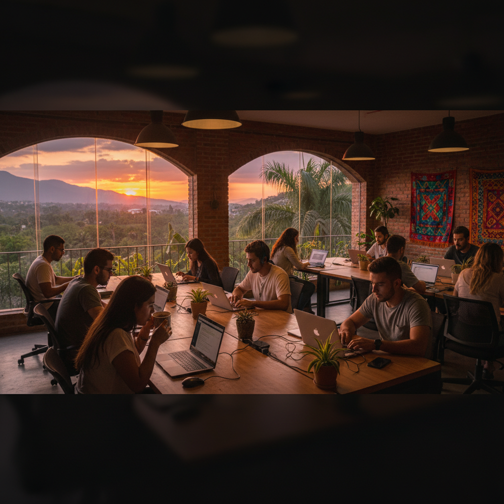 Young Honduran professional smartphone modern cafe San Pedro Sula