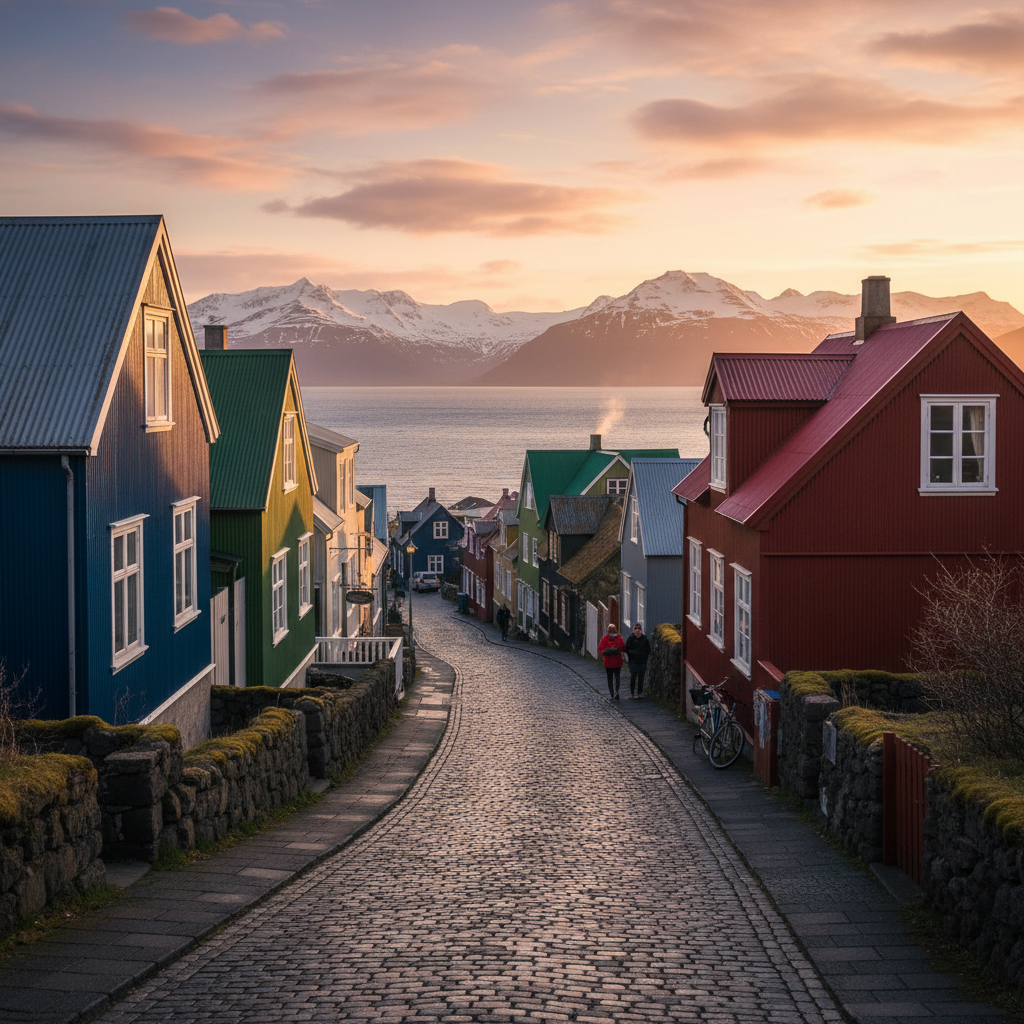 Akureyri Iceland northern city fjord mountains snow winter