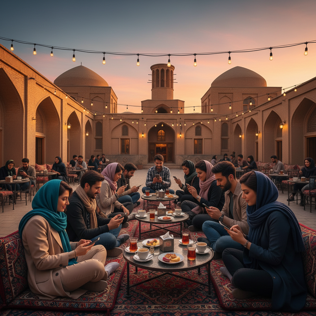 Iran young people cafe smartphone social connection