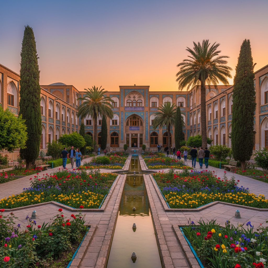 Isfahan Abbasi Hotel courtyard Persian garden