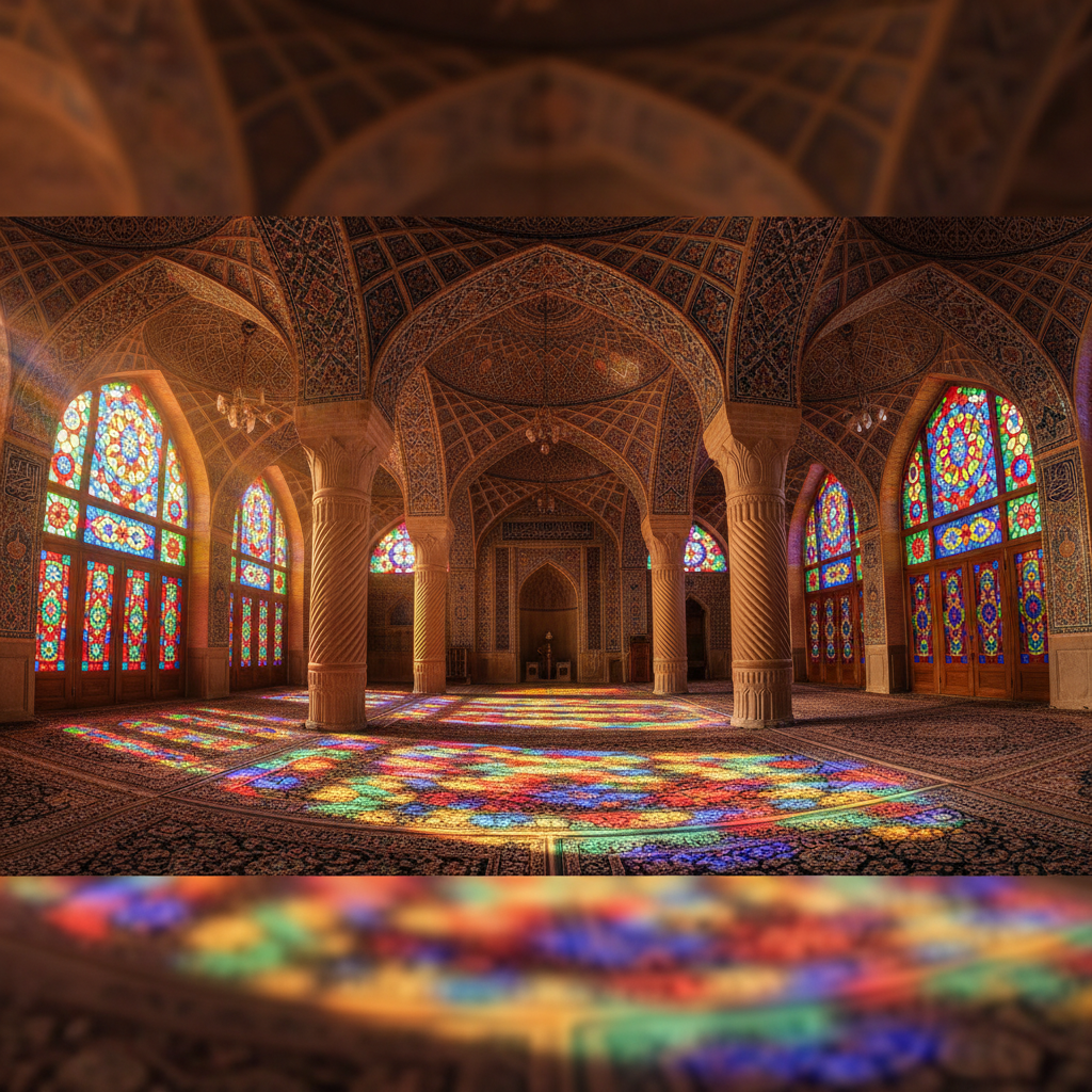 Shiraz Nasir al-Mulk mosque colorful stained glass