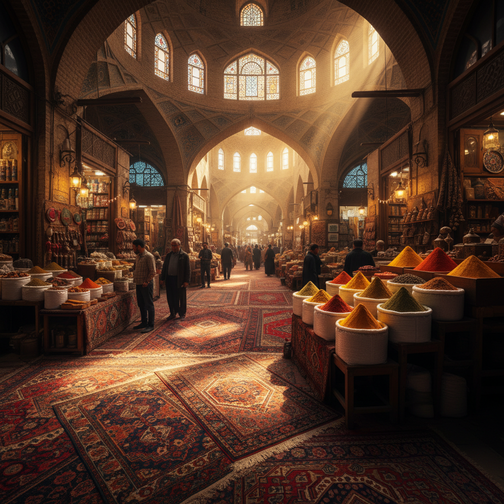 Tehran Grand Bazaar spices carpets colorful