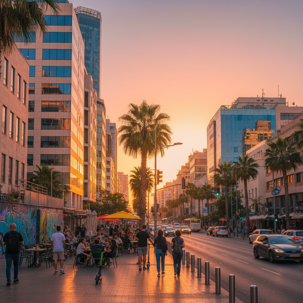 Tel Aviv vibrant city street horizontal