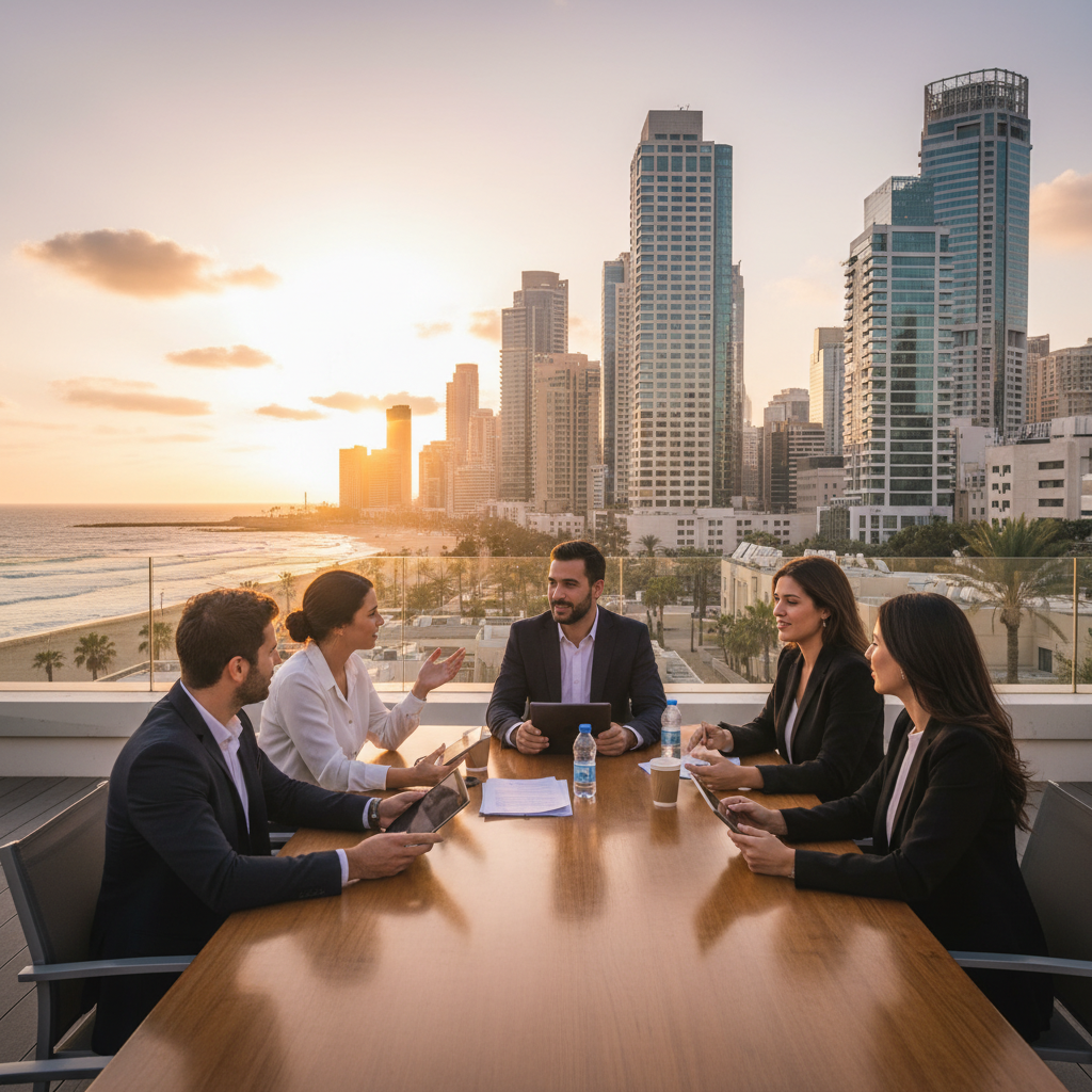 Modern Israeli economy business meeting horizontal