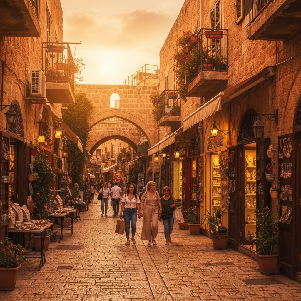 Boutique shopping street in Jaffa horizontal