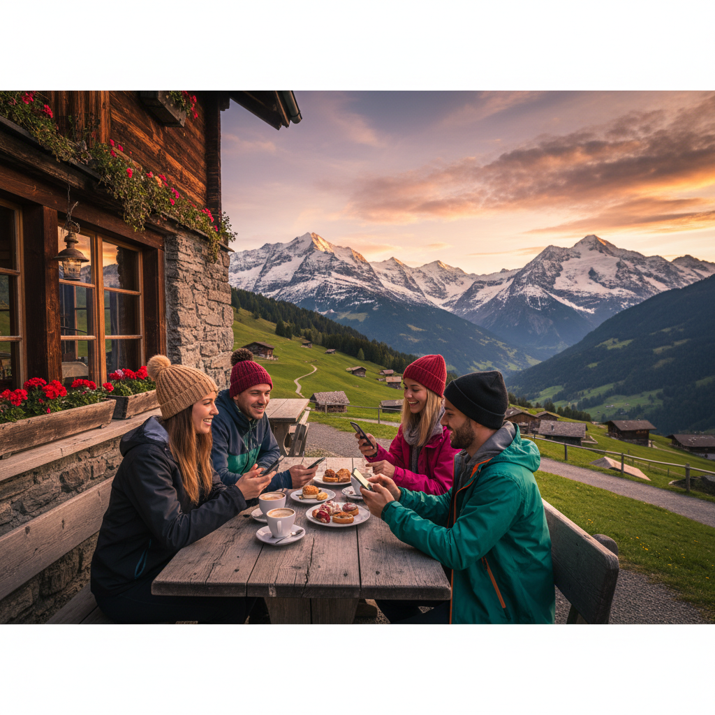 Switzerland young people cafe smartphone social fika