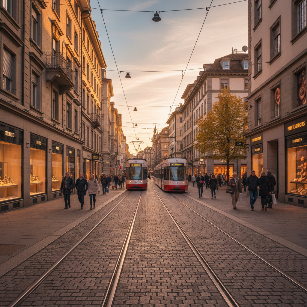 Zurich Bahnhofstrasse shopping luxury watches chocolate