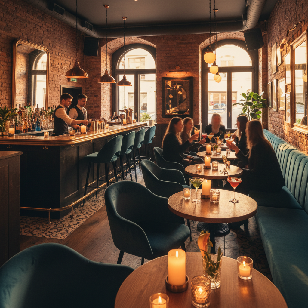 Zurich nightlife bar cozy candlelit cocktail interior