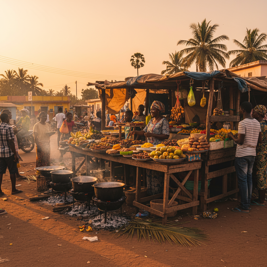street food vendor stall Ivory Coast horizontal