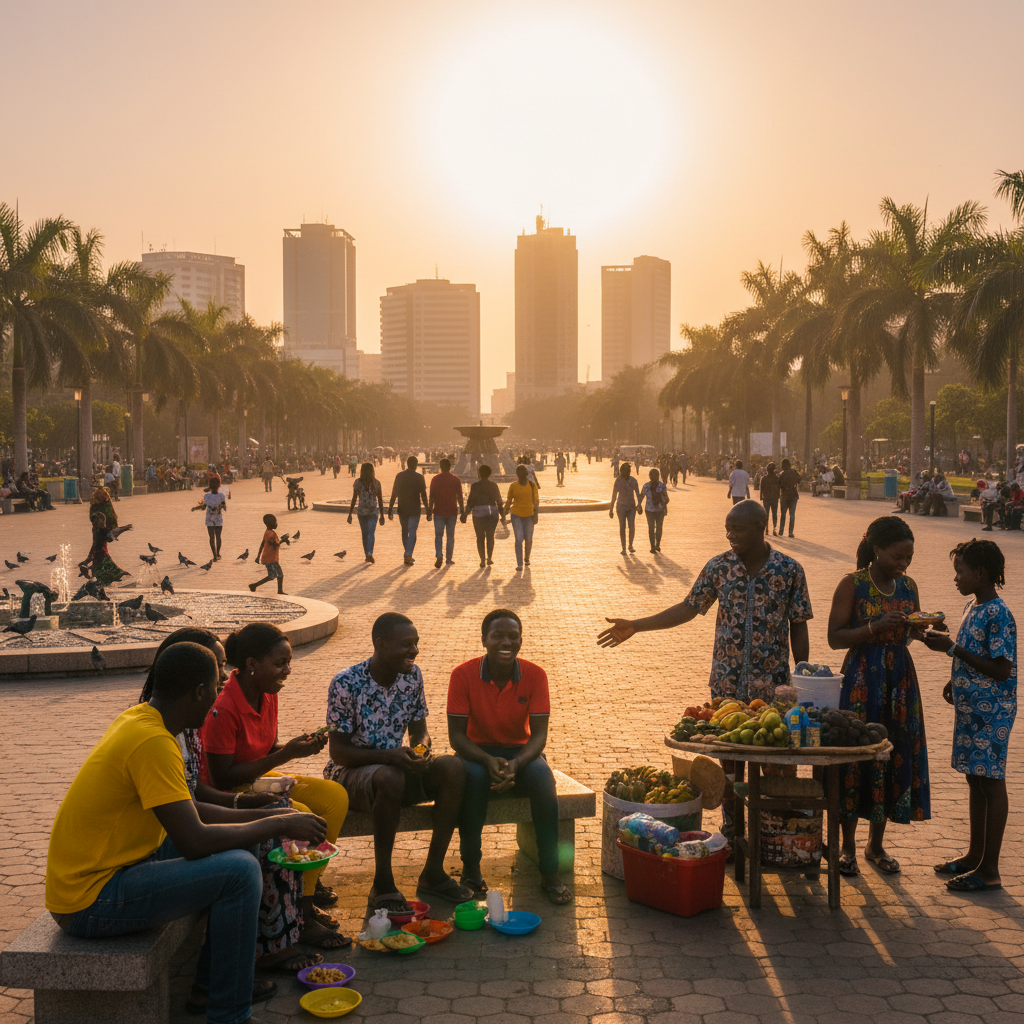 people interacting in public space Abidjan Ivory Coast