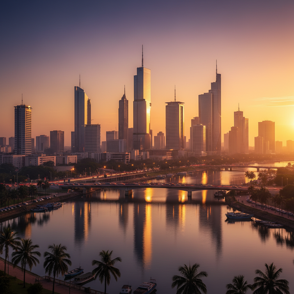 modern cityscape Abidjan skyline horizontal