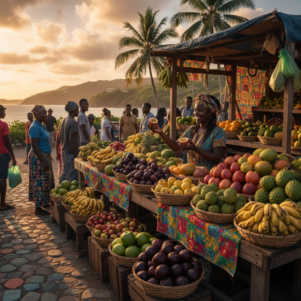 Jamaican fruit market stall