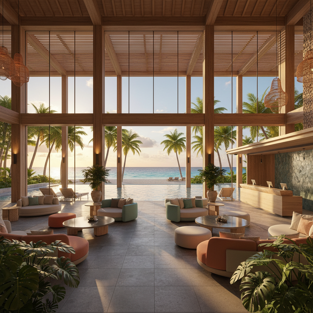 Modern hotel lobby Caribbean