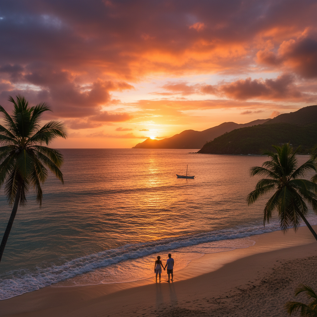 Romantic sunset view Jamaica