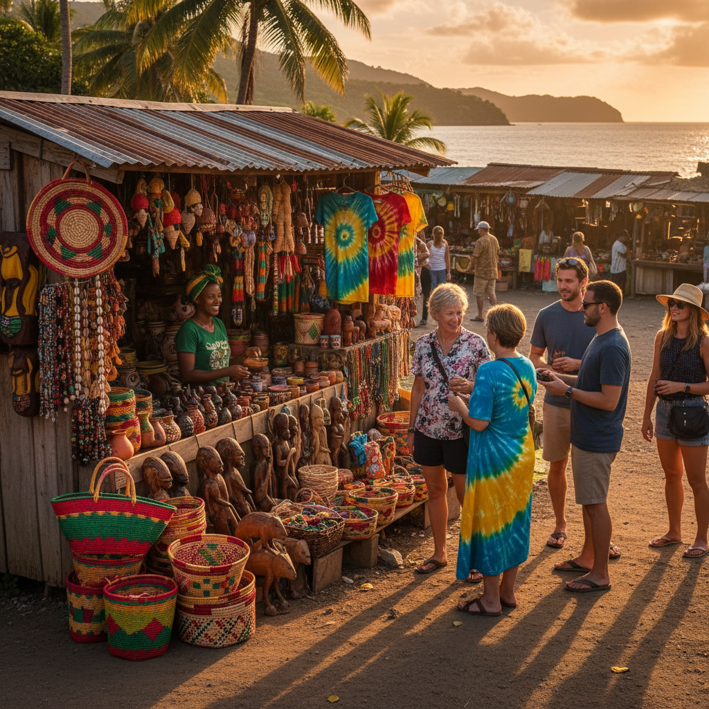 Local craft market stall Jamaica
