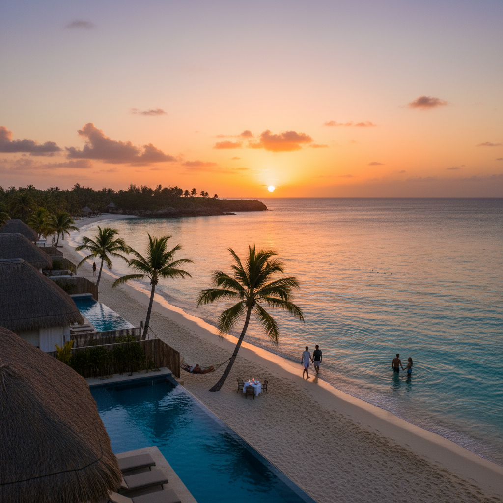 Negril Seven Mile Beach luxury resort tropical sunset couples