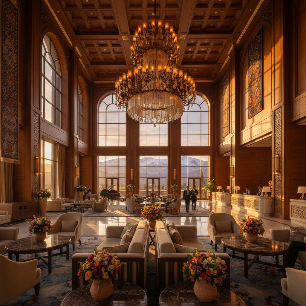 luxurious hotel lobby in Astana, Kazakhstan, modern design