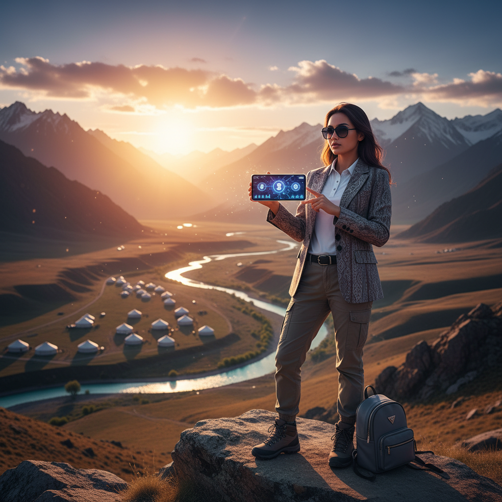 Young professional Central Asian digital coins smartphone