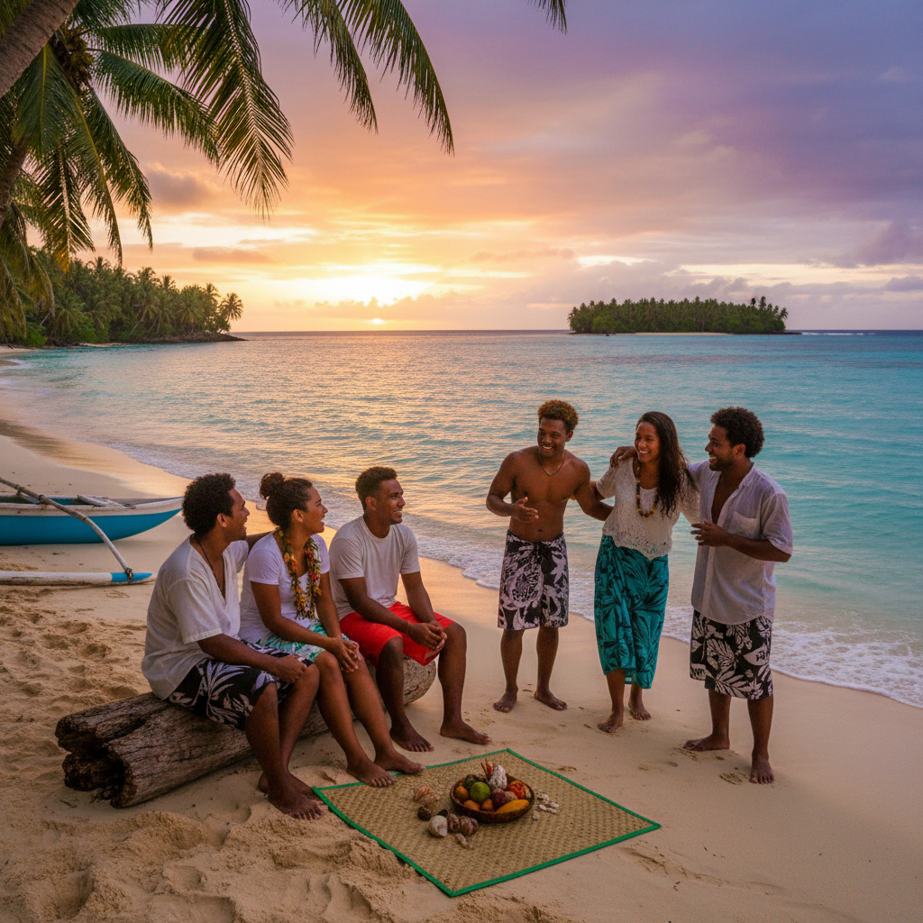 Kiribati group of friends connecting