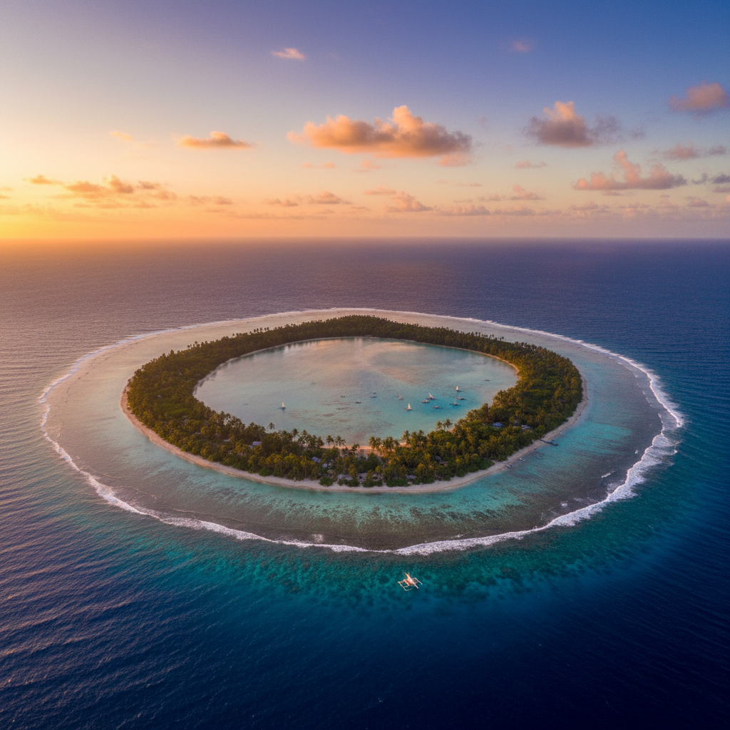 Tarawa Kiribati atoll aerial Pacific turquoise lagoon islands paradise