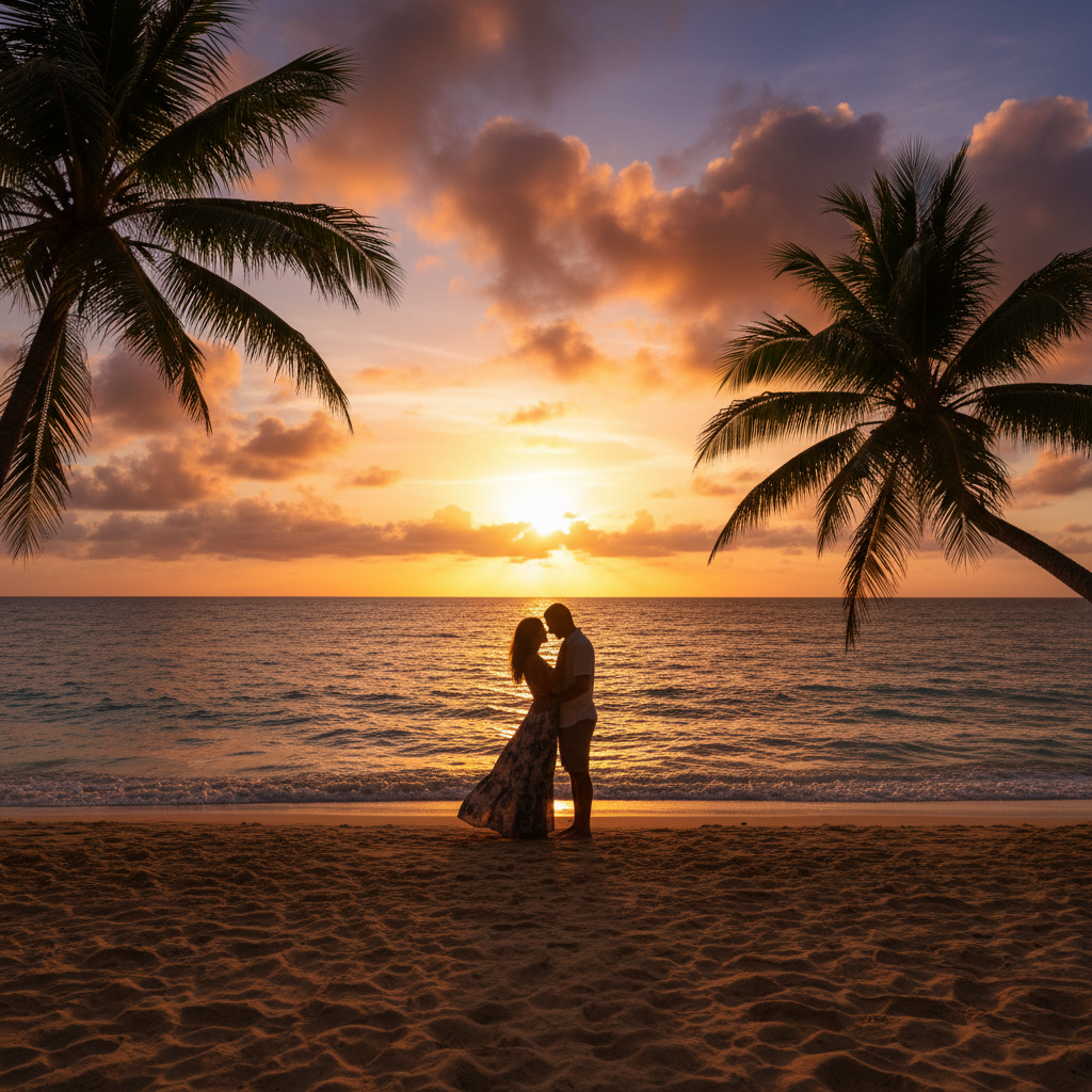 Kiribati atoll sunset Pacific Ocean golden light tropical paradise aerial