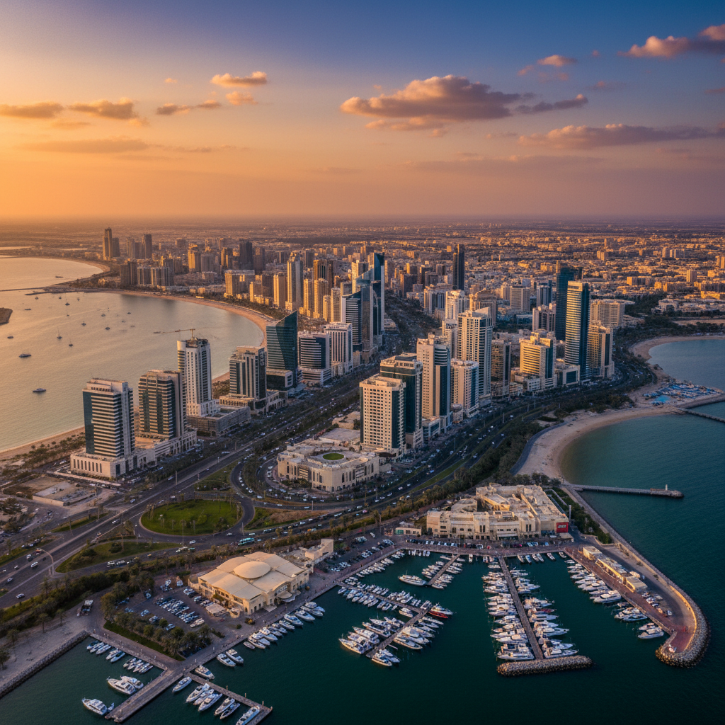 Kuwait City Salmiya Hawalli districts aerial view