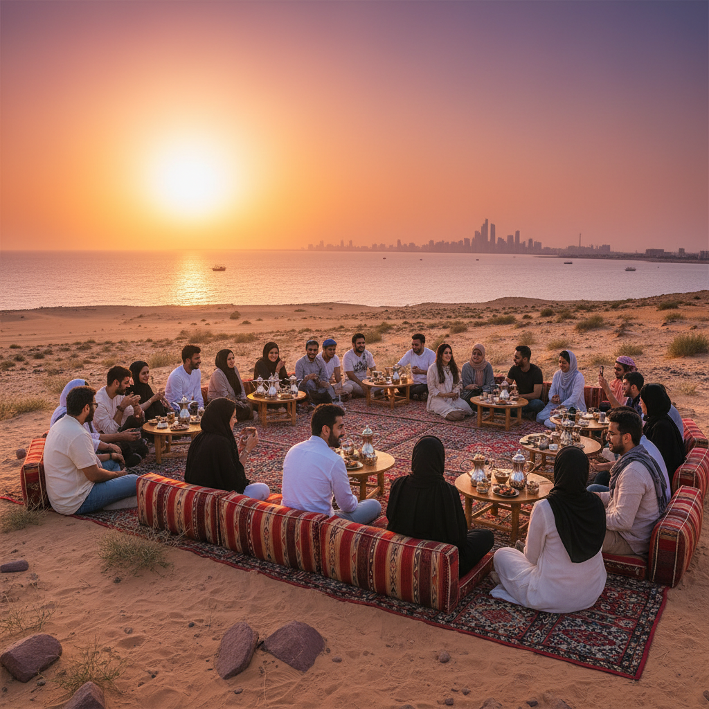 Kuwait diverse young people social connection gathering