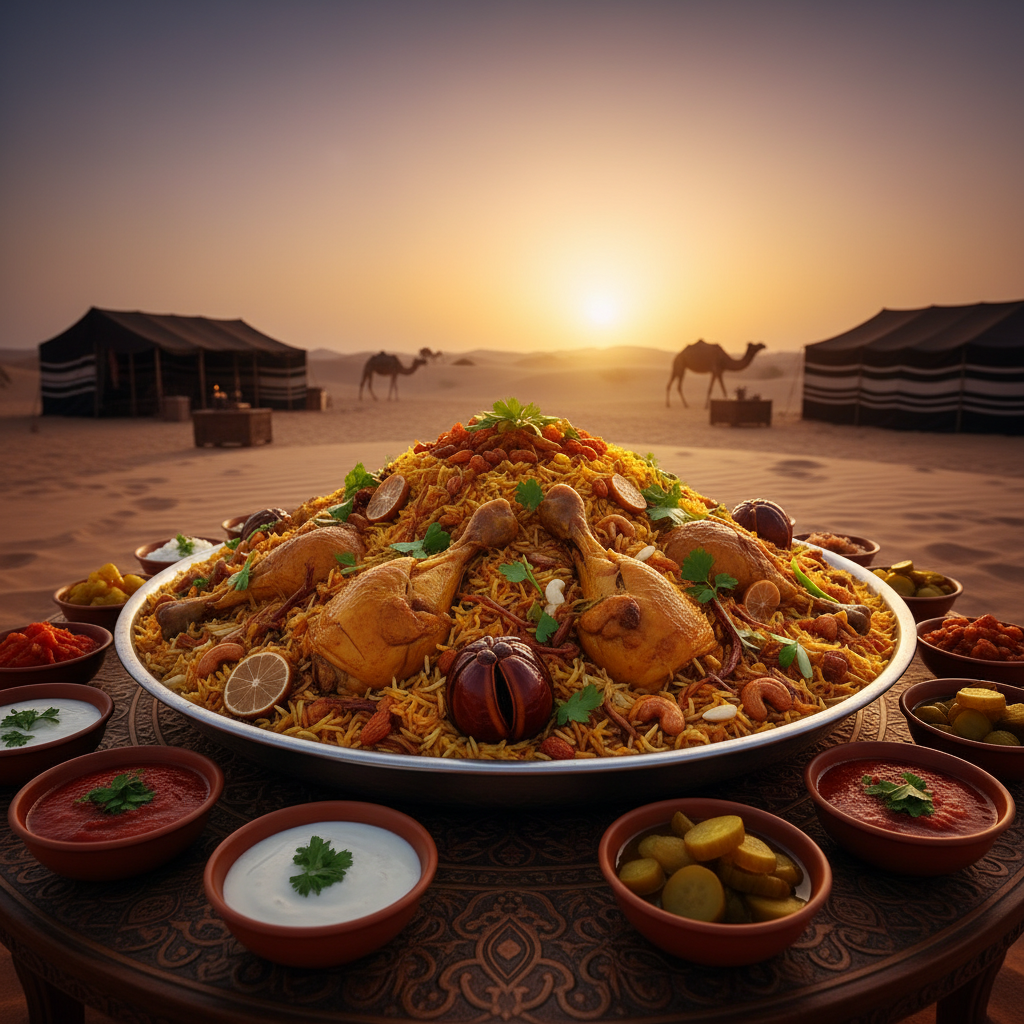 Kuwait traditional machboos cuisine food vibrant