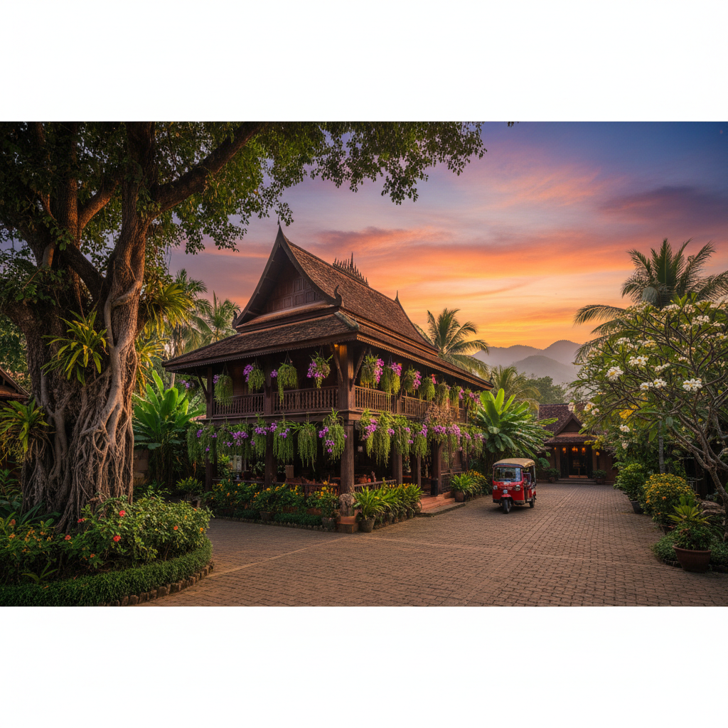 Traditional guesthouse exterior in Luang Prabang Laos hotels horizontal