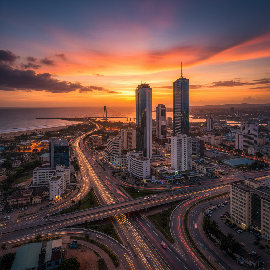Modern cityscape in Monrovia, Liberia, horizontal