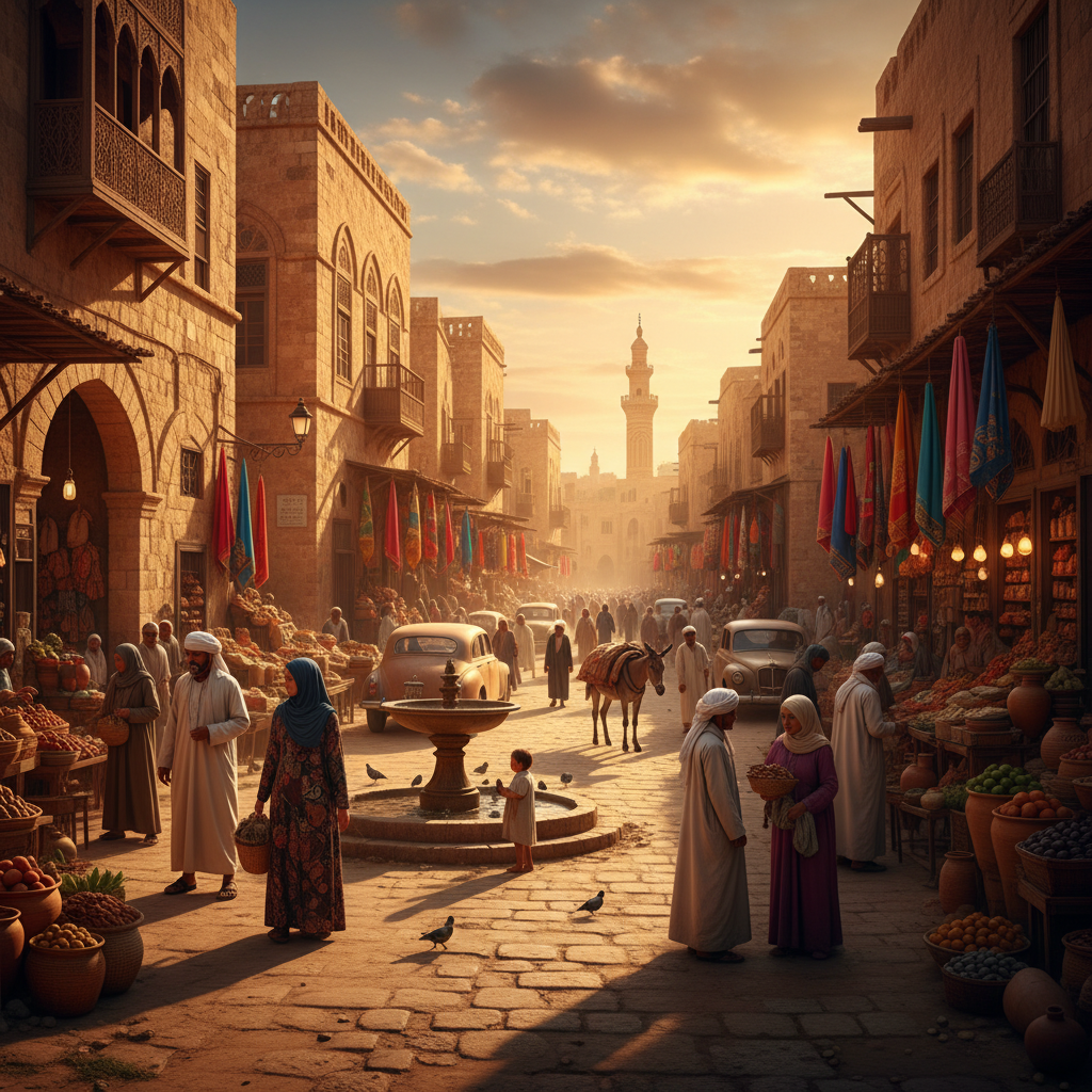 Libyan city street life horizontal