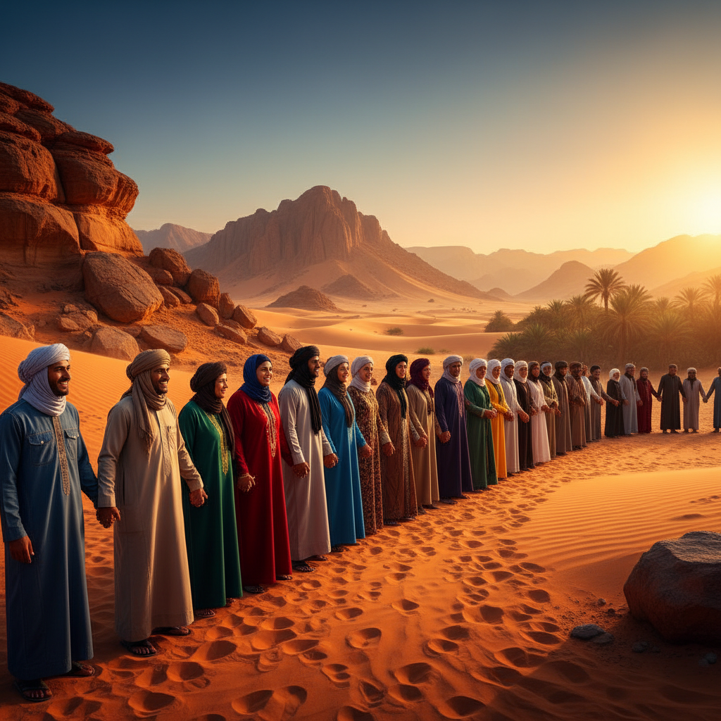 Libya diverse group of people connecting horizontal