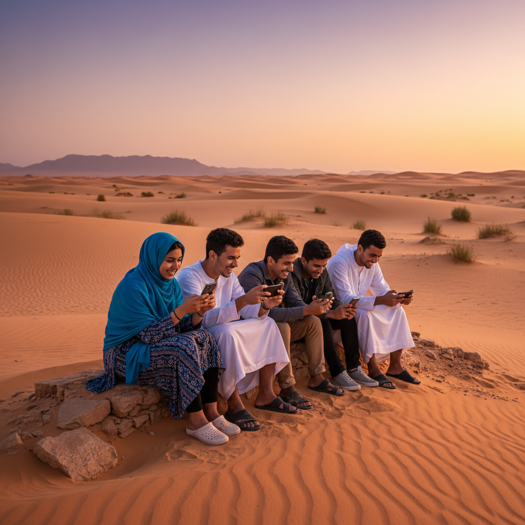 Libya youth using smartphones social media horizontal