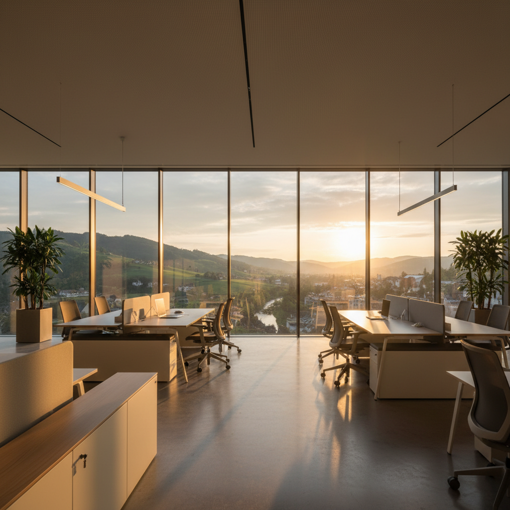 modern office building interior Liechtenstein, horizontal