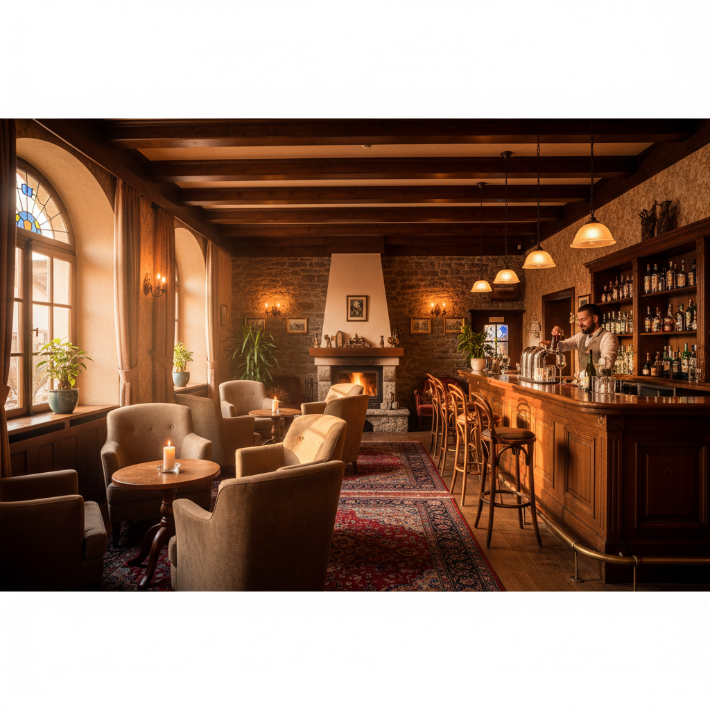 cozy bar interior Vaduz Liechtenstein, horizontal
