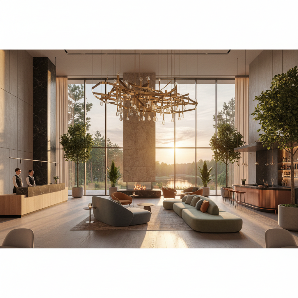 Modern hotel lobby in Lithuania horizontal