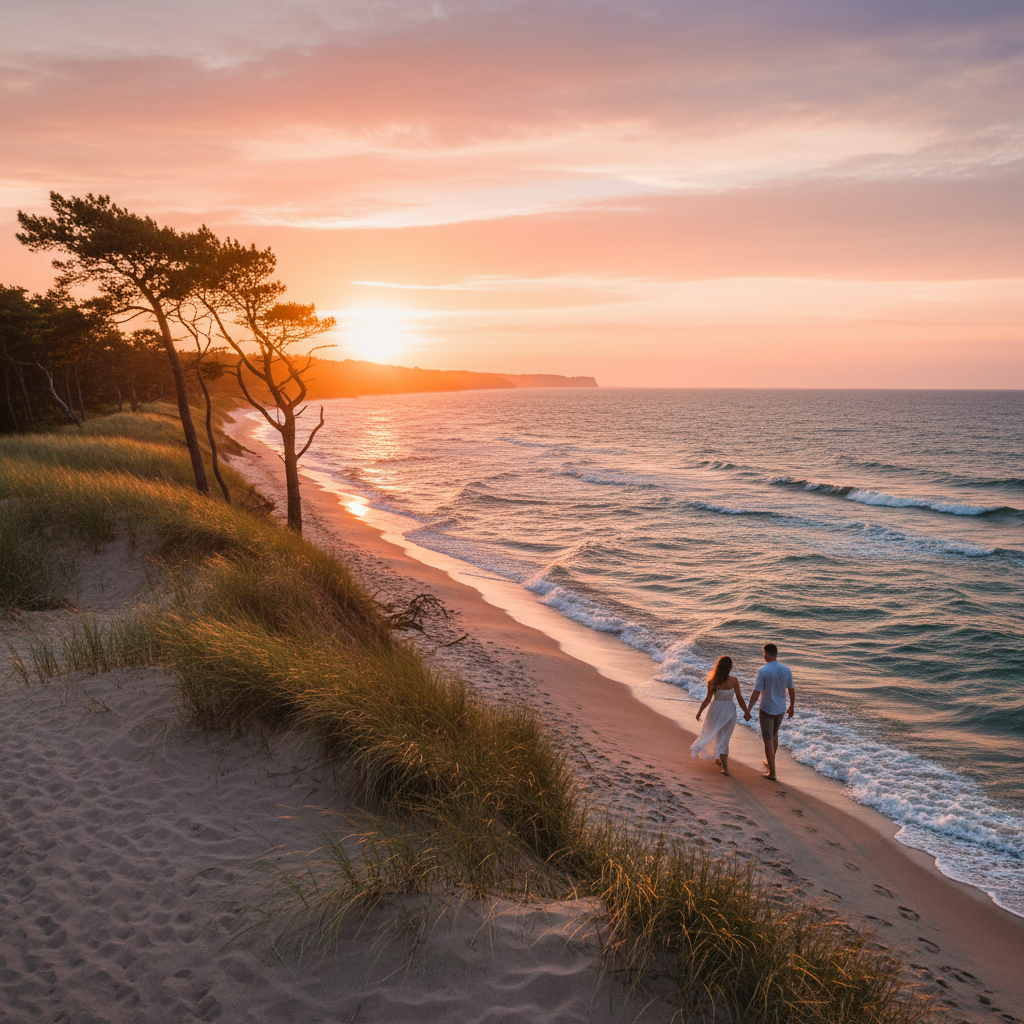 Romantic walk by the Baltic Sea Lithuania horizontal