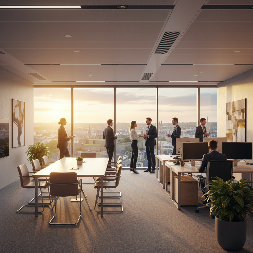 Business people in a modern office in Luxembourg, horizontal