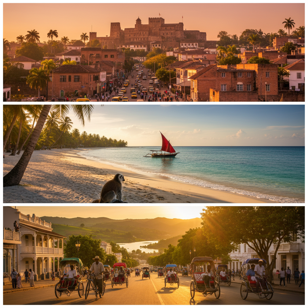 Madagascar travel collage Tana Nosy Be Antsirabe