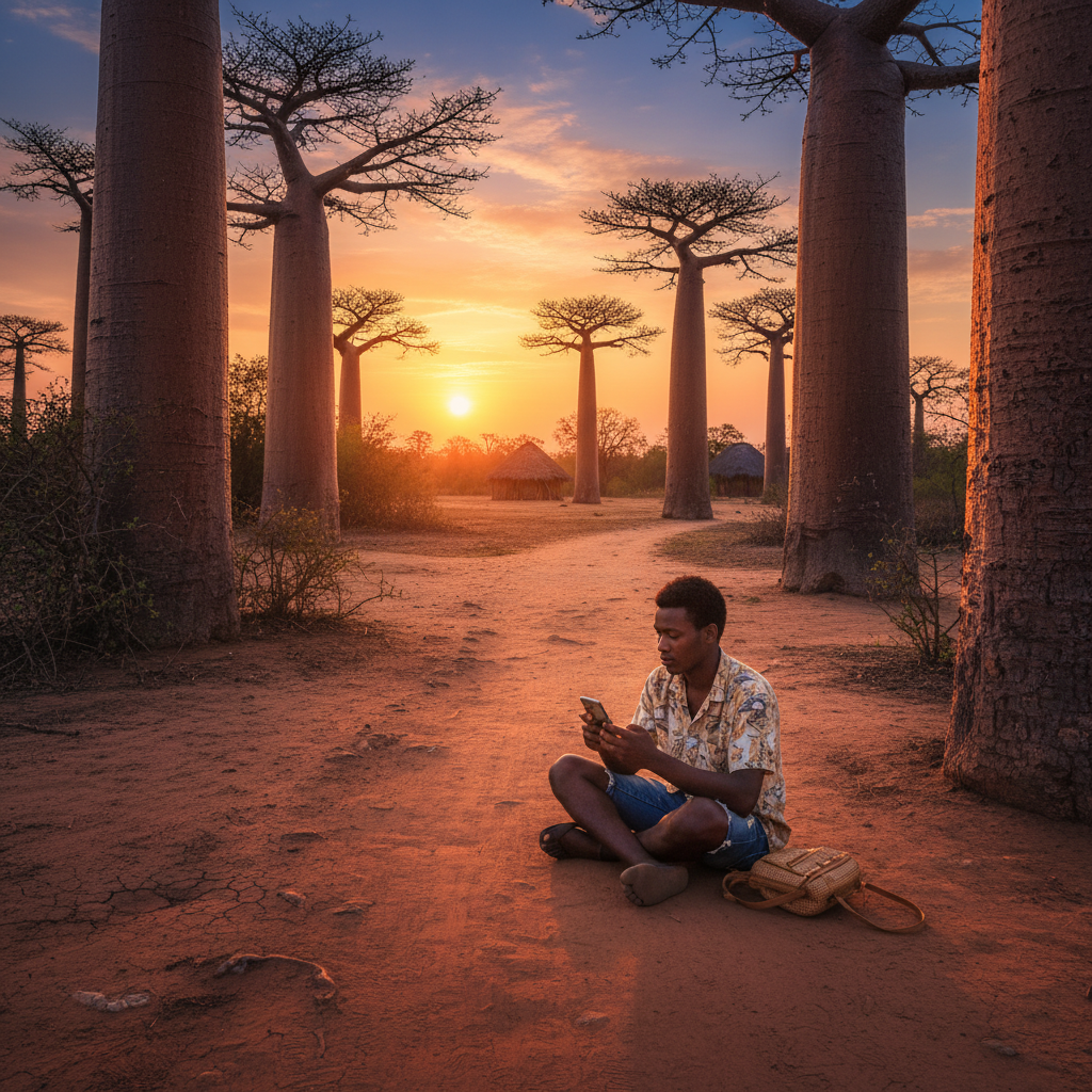 Malagasy young creator smartphone baobab digital