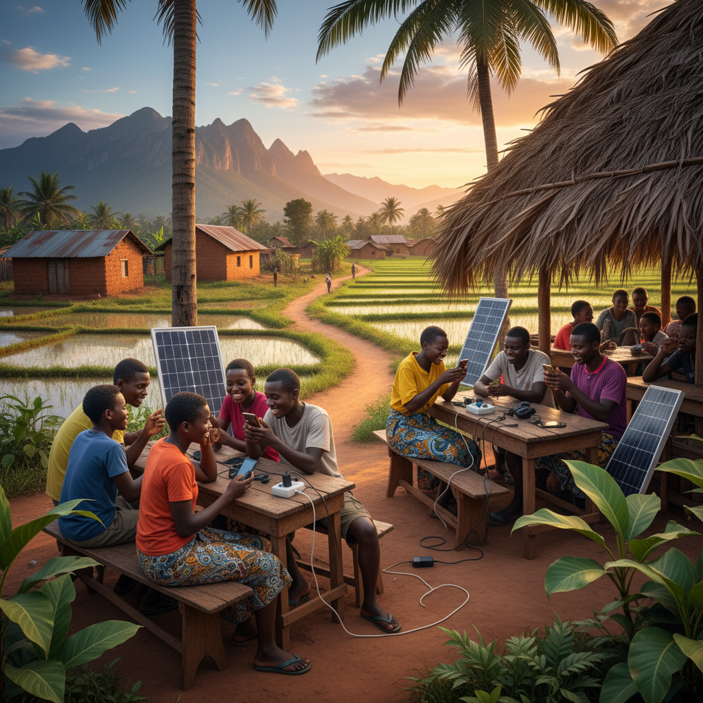 Malagasy young people smartphone cafe social meeting