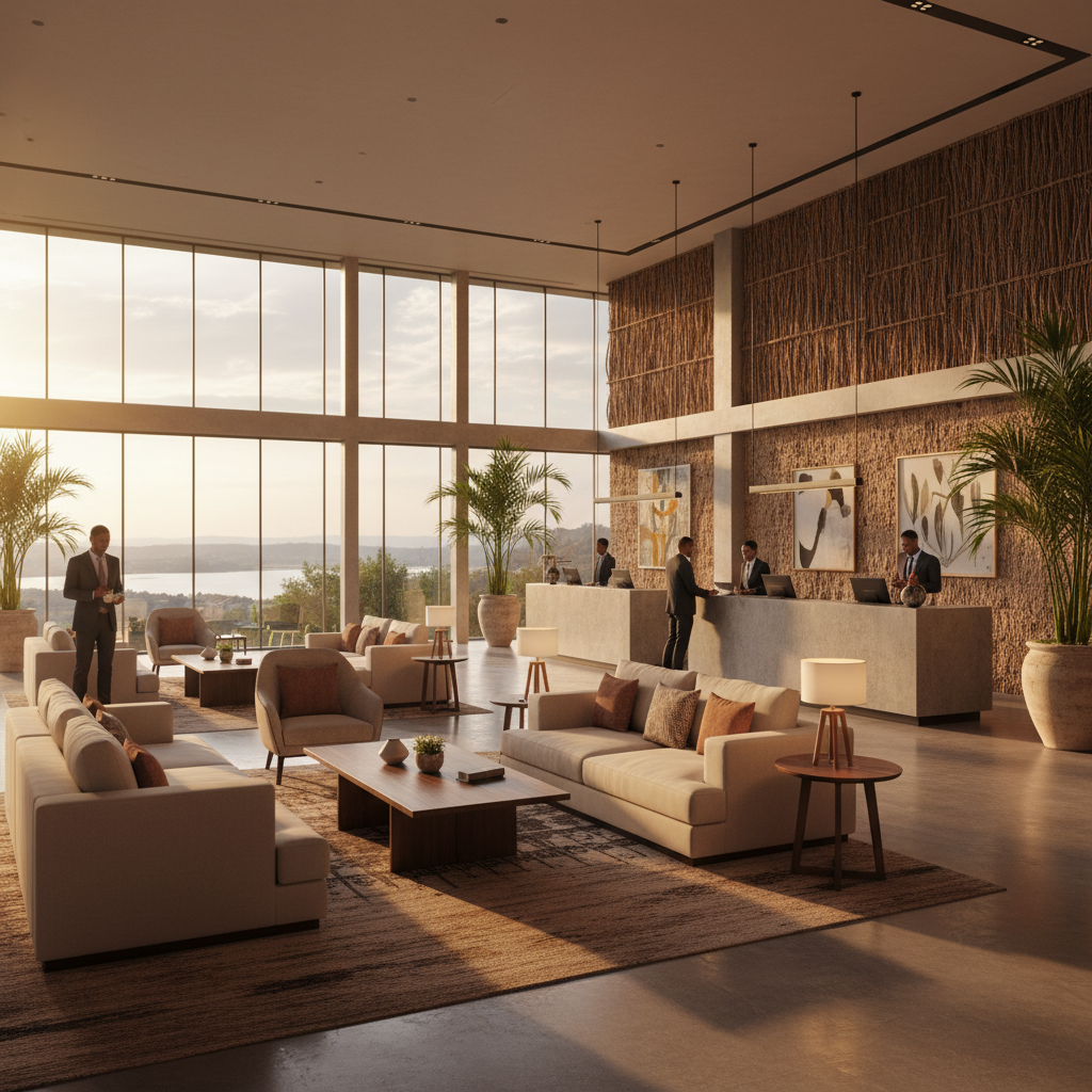 modern hotel interior in Malawi, business travel accommodation, horizontal photo