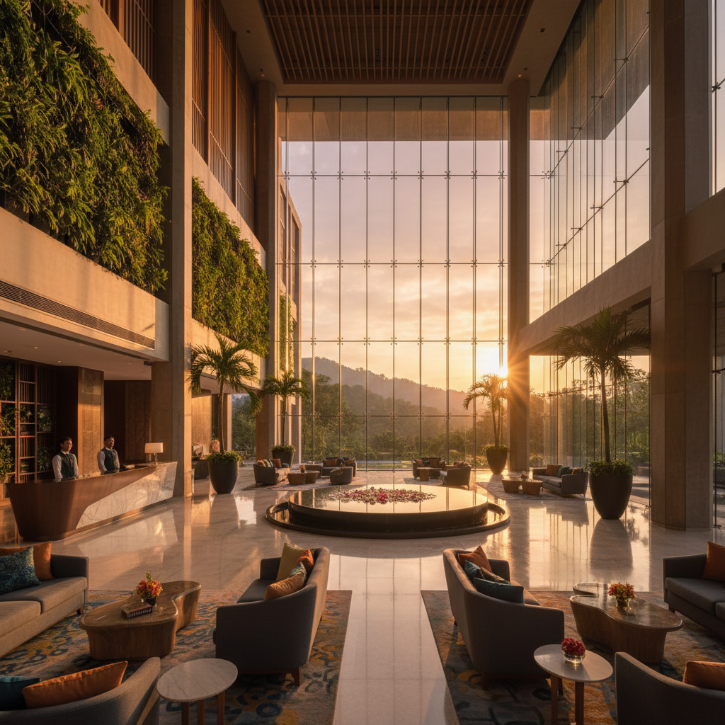 Modern hotel lobby in Malaysia horizontal