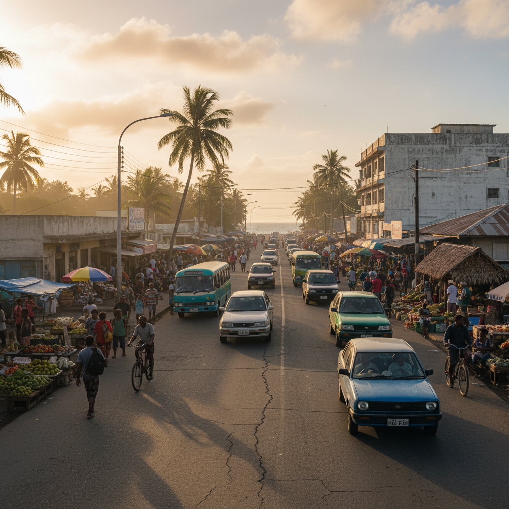 Marshall Islands city street life