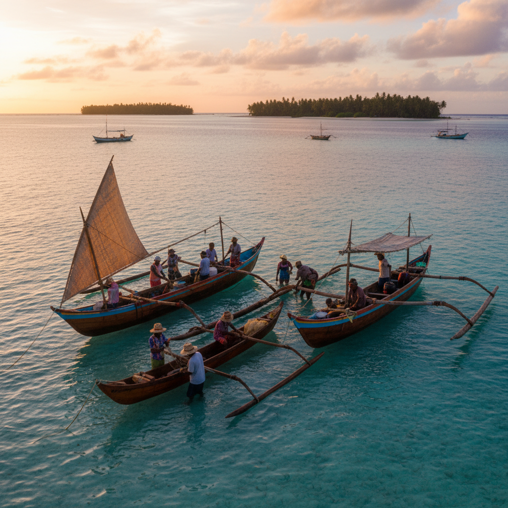 Marshall Islands people working on boats