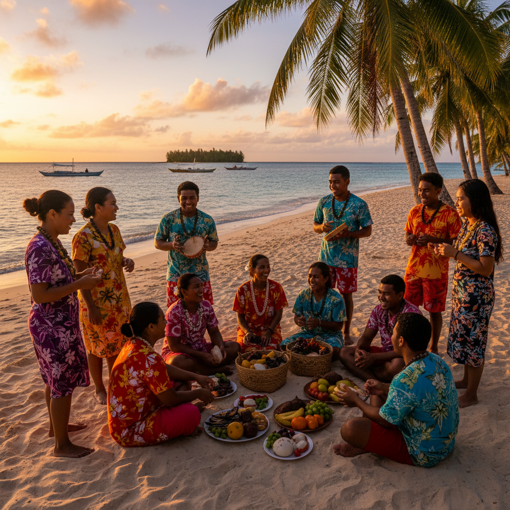Marshall Islands young adults socializing at community event