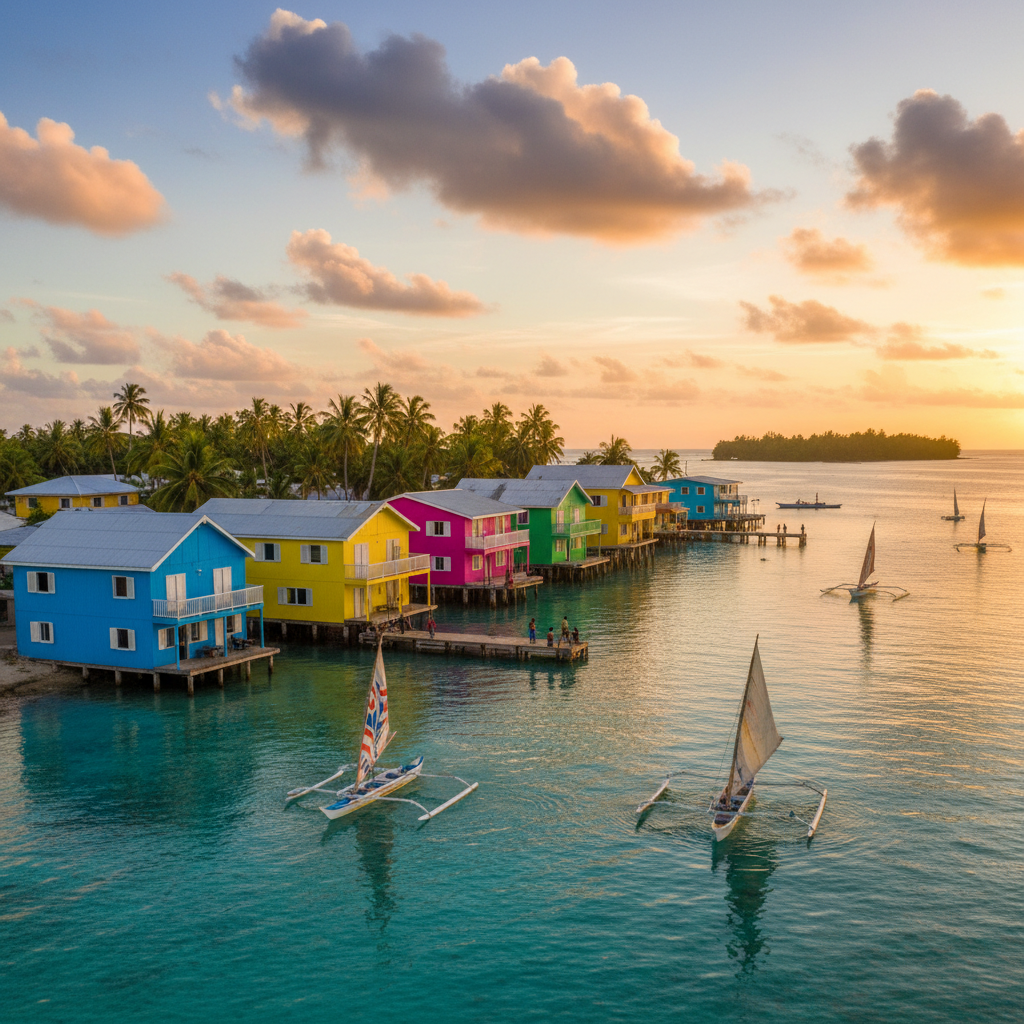 Majuro Marshall Islands colorful waterfront buildings Pacific island life