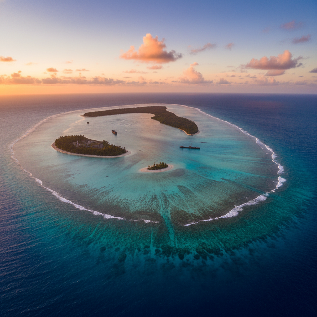 Bikini Atoll Marshall Islands UNESCO turquoise water aerial Pacific historic